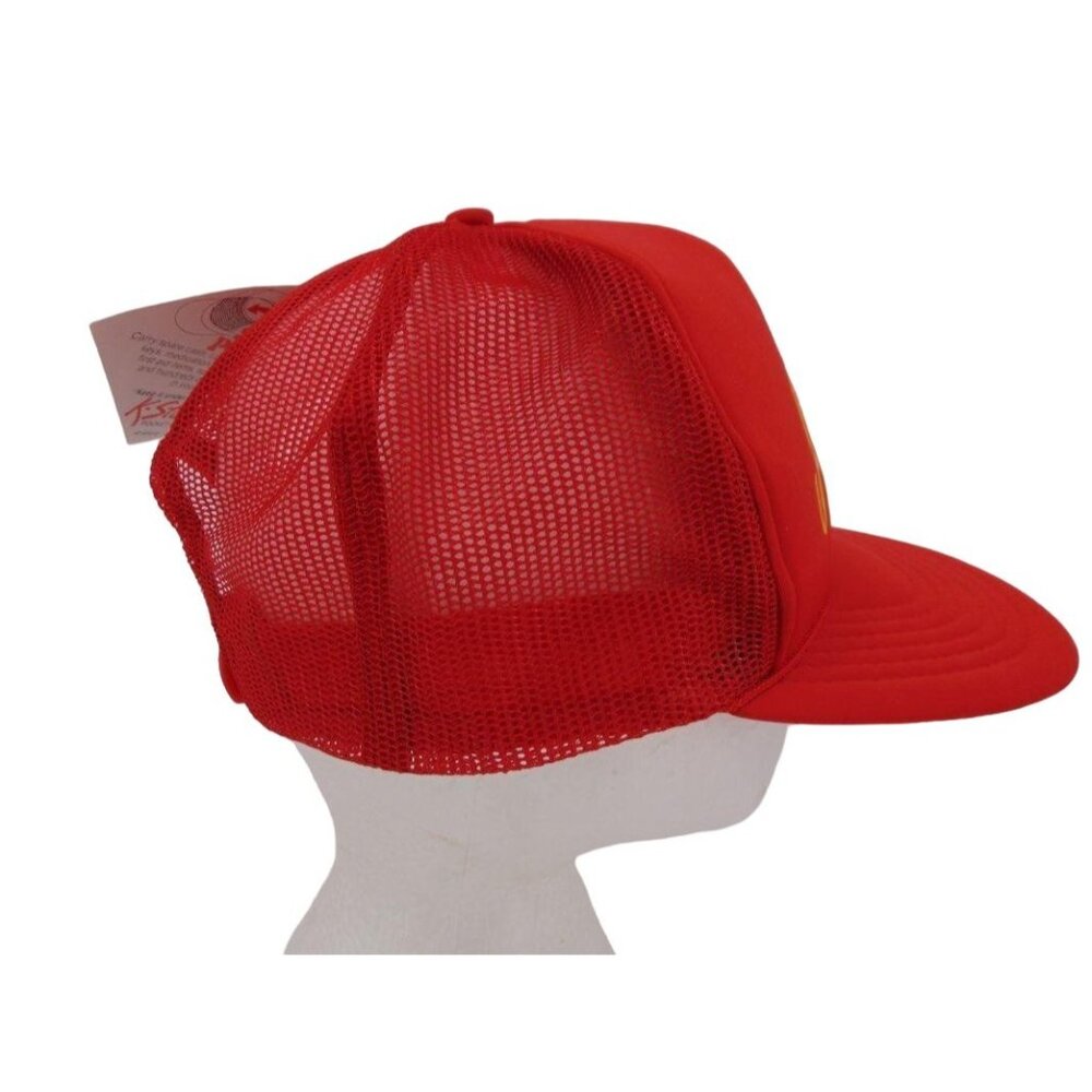 Vintage 80s K Studio Pocket Cap Trucker Hat Pilot Red Snapback Mesh Foam NOS New - Picture 3 of 13